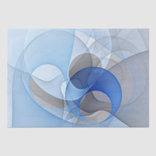 Modern Abstract Blue Grey Fractal Art Graphic Tissue Paper