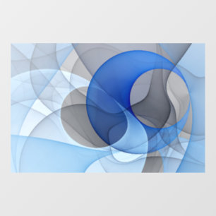 Modern Abstract Blue Grey Fractal Art Graphic Window Cling