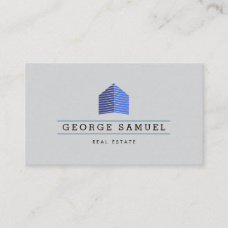 Modern Abstract Blue Home Logo Realtor Ash Black Business Card