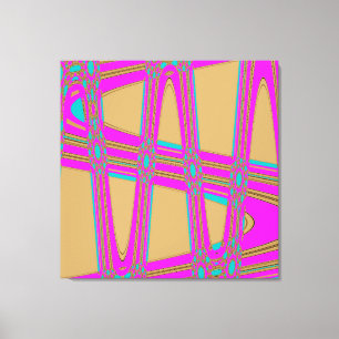 Modern Abstract Blue Hot Pink Weave Wave Pattern Canvas Print