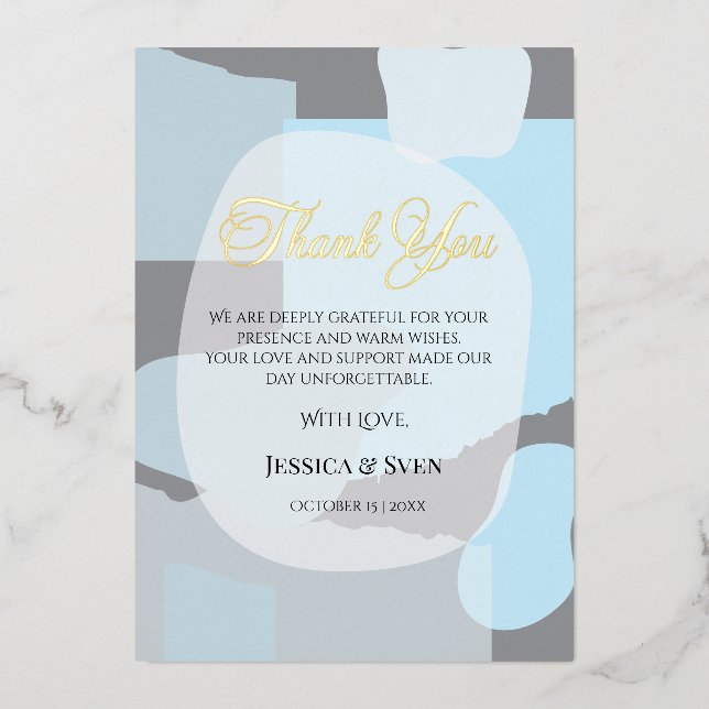 Modern Abstract Blue Minimalist Artistic Wedding  (Front)