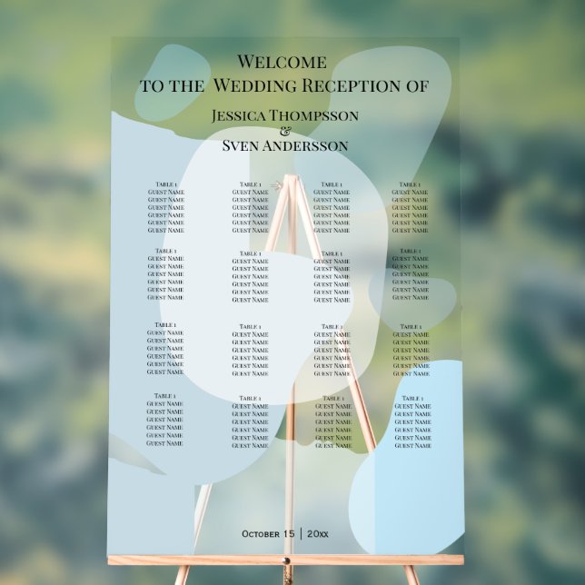 Modern Abstract Blue Minimalist Artistic Wedding  Acrylic Sign (Neutral)