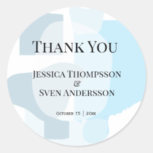 Modern Abstract Blue Minimalist Artistic Wedding  Classic Round Sticker