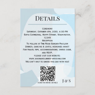 Modern Abstract Blue Minimalist Artistic Wedding Enclosure Card
