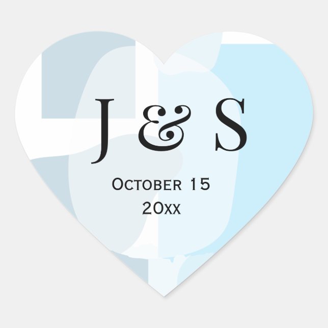 Modern Abstract Blue Minimalist Artistic Wedding  Heart Sticker (Front)