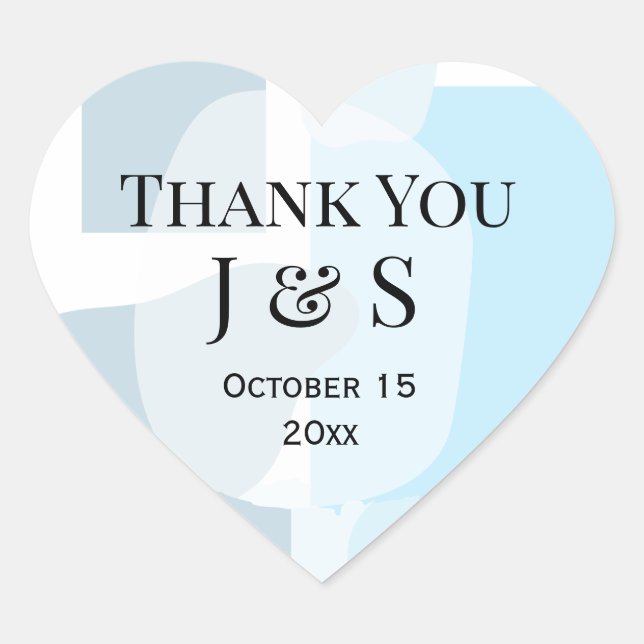 Modern Abstract Blue Minimalist Artistic Wedding  Heart Sticker (Front)