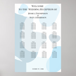 Modern Abstract Blue Minimalist Artistic Wedding  Poster