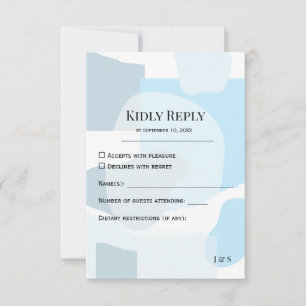Modern Abstract Blue Minimalist Artistic Wedding  RSVP Card