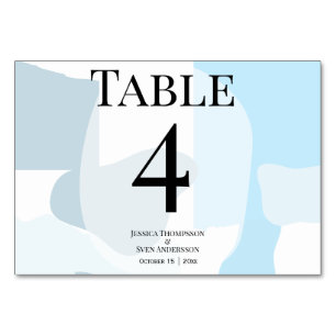Modern Abstract Blue Minimalist Artistic Wedding Table Number