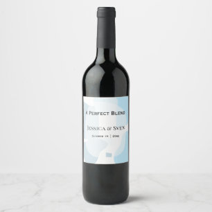 Modern Abstract Blue Minimalist Artistic Wedding  Wine Label