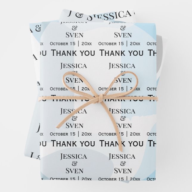 Modern Abstract Blue Minimalist Artistic Wedding  Wrapping Paper Sheet (In situ)