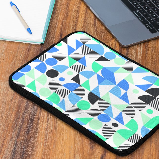 Modern Abstract Blue Mint Geometric Laptop Sleeve (Creator Uploaded)