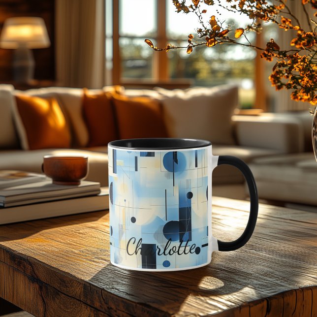 Modern Abstract Blue Mug - Personalised Geometric  (Creator Uploaded)