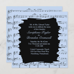 Modern Abstract Blue Music Wedding Invitation