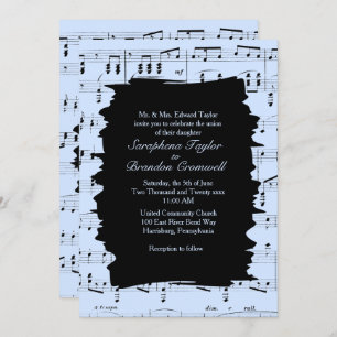Modern Abstract  Blue Music Wedding Invite