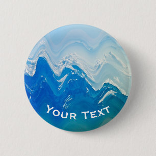 Modern Abstract Blue Ocean Art Personalised 6 Cm Round Badge
