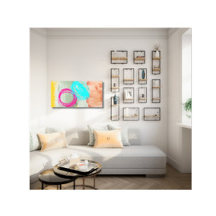 Modern Abstract Blue Pink Stretched Canvas Print