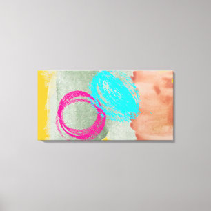 Modern Abstract Blue Pink Stretched Canvas Print