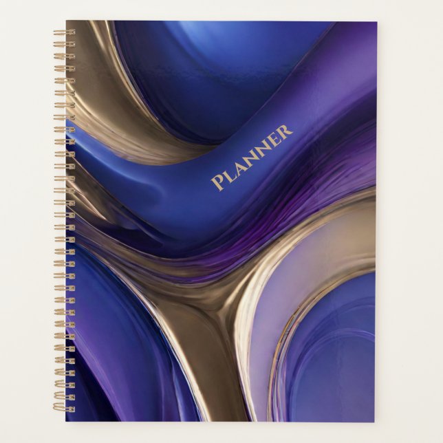 Modern Abstract-Blue Purple and Gold- Planner (Front)