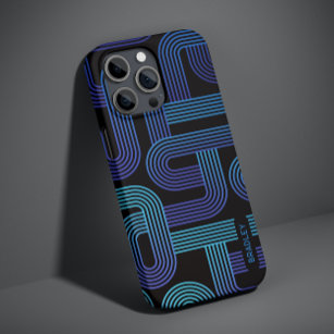 Modern Abstract Blue Purple Geometric Custom Name Case-Mate iPhone 14 Case