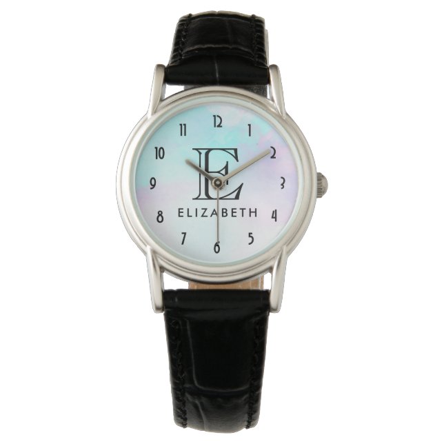 Modern Abstract Blue & Purple Watercolor Watch (Front)