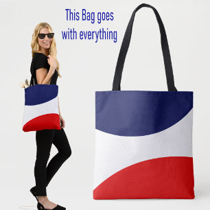 Modern Abstract Blue, Red and White Tote Bag