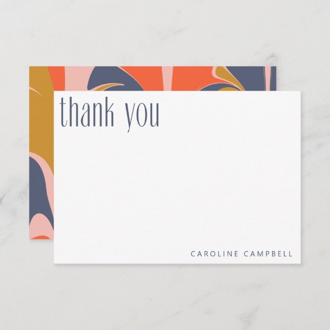 Modern Abstract Blue Red Gold Custom Graduation Thank You Card (Front/Back)