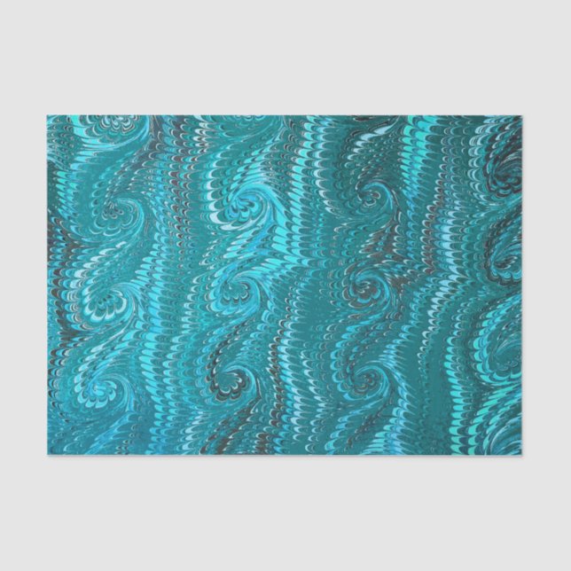 Modern Abstract Blue Swirls Marble Pattern Tissue Paper (Front)