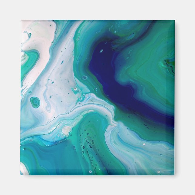 Modern Abstract Blue Turquoise Fluid Water Magnet (Front)