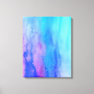 Modern Abstract Blue Turquoise Purple Watercolor Canvas Print