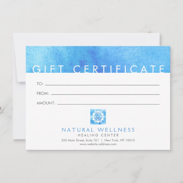 Modern Abstract Blue Wellness Gift Certificate (Front)