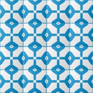 Modern Abstract Blue White Blocks Dots Pattern Tile