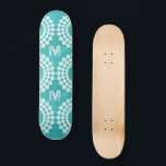 Modern Abstract Blue White Monogram Skateboard<br><div class="desc">Modern Abstract Blue White Monogram skateboard. Modern cool skateboard with monogram and an abstract blue and white pattern. Design inspired by the beautiful colors of the sky.</div>