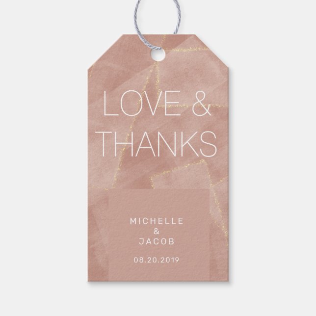 modern abstract blush gold Wedding Favour Gift Tag (Front)
