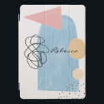 Modern Abstract Blush Pink Blue Shapes Monogram iPad Pro Cover<br><div class="desc">Design features a fun group of modern abstract minimalist-type shapes in blush pink,  blue,  and black.  Customise the name of choice.  Great gift idea for all occasions.</div>
