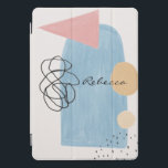 Modern Abstract Blush Pink Blue Shapes Monogram iPad Pro Cover<br><div class="desc">Design features a fun group of modern abstract minimalist-type shapes in blush pink,  blue,  and black.  Customise the name of choice.  Great gift idea for all occasions.</div>