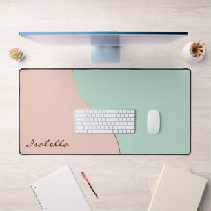Modern Abstract Blush Pink Mint Collection Desk Mat