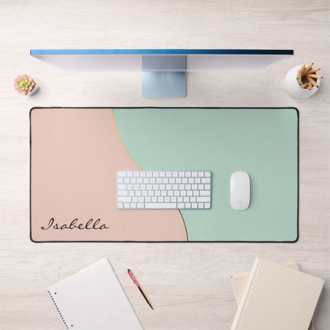 Modern Abstract Blush Pink Mint Collection Desk Mat (Office 1)