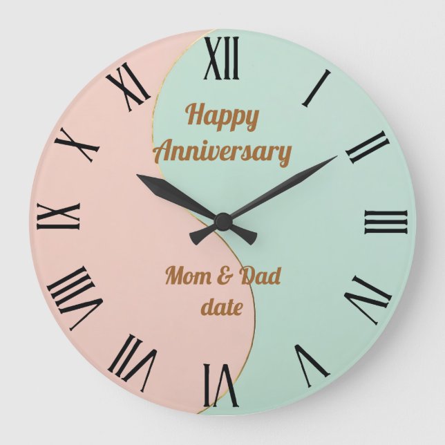 Modern Abstract Blush Pink Mint Collection Large Clock (Front)