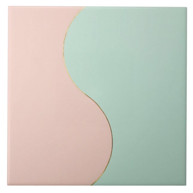 Modern Abstract Blush Pink Mint Collection Tile (Front)