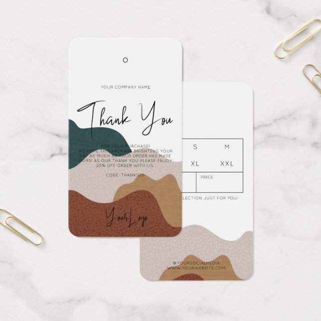 Modern Abstract Boho Business Clohing Hang Tag (Office)