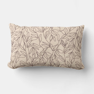 Modern abstract boho line art leaves pattern lumbar cushion