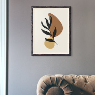 Modern Abstract Boho Plant Shapes Art Poster