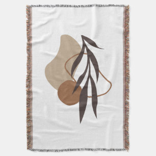 Modern Abstract Boho Plant Shapes Art Throw Blanket
