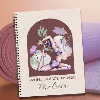 Modern Abstract Boho Purple Yoga Pose Notebook