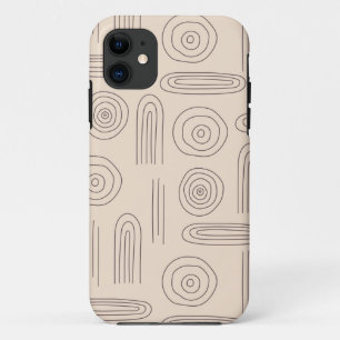 Modern abstract boho rainbow line art dark brown  iPhone 11 case