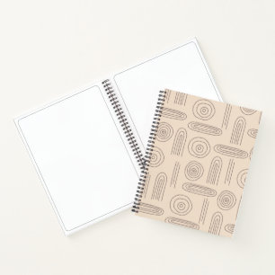 Modern abstract boho rainbow line art dark brown notebook