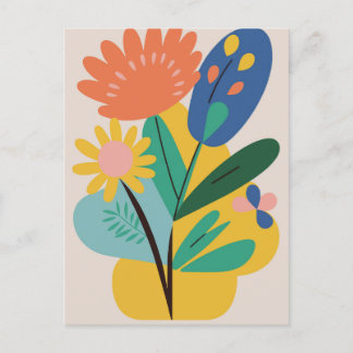 Modern Abstract Botanical Flower  Postcard
