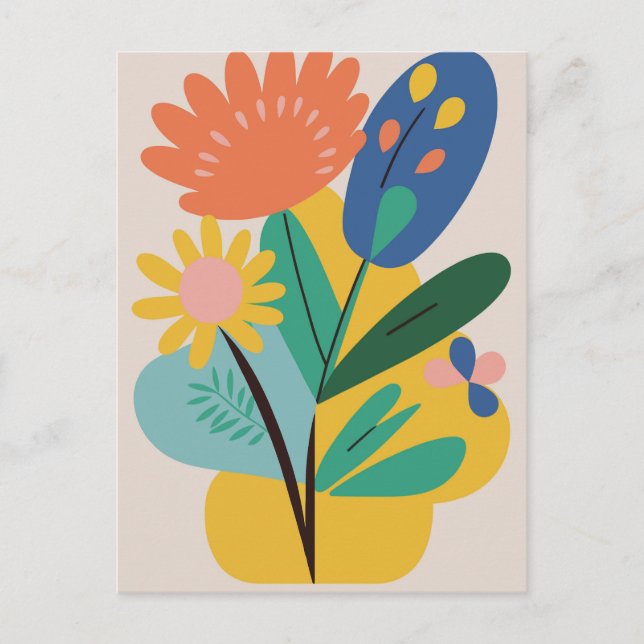 Modern Abstract Botanical Flower  Postcard (Front)