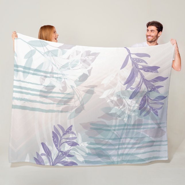 Modern Abstract Botanical Leaf Fleece Blanket (In Situ)